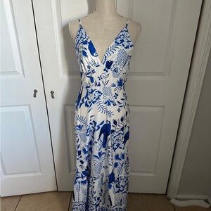 Blue and White Floral Maxi Dress